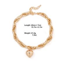 Load image into Gallery viewer, Image shows length and weight dimensions of Cathy Heart Necklace.
