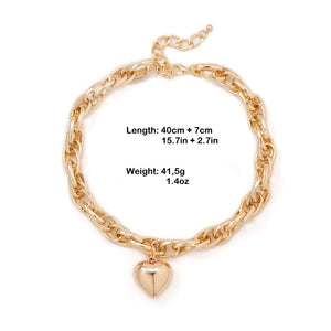 Image shows length and weight dimensions of Cathy Heart Necklace.