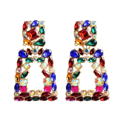 Image shows Colourful Sparkle Jenny Drop Earrings product photo on white background.
