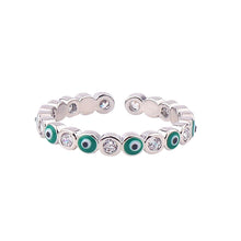 Load image into Gallery viewer, Image shows Dark Green silver-tone ring.
