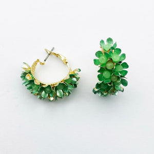 Image shows Deep Jade Erica Drop Earrings against a grey background.
