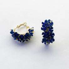 Load image into Gallery viewer, Image shows Midnight Blue Erica Drop Earrings against a grey background.
