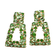 Load image into Gallery viewer, Image shows Green Sparkle Jenny Drop Earrings product photo on white background.
