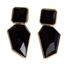 Load image into Gallery viewer, Image shows Jet Black Janine Drop Earrings against a white background.
