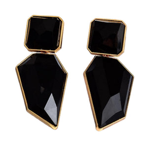 Image shows Jet Black Janine Drop Earrings against a white background.
