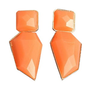 Image shows Peach Pink Janine Drop Earrings against a white background.