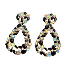 Load image into Gallery viewer, Image shows black Josesphine Teardrop Earrings on a white background.
