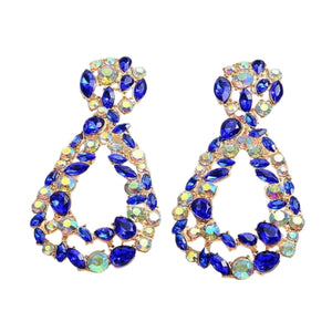 Image shows blue Josesphine Teardrop Earrings on a white background.