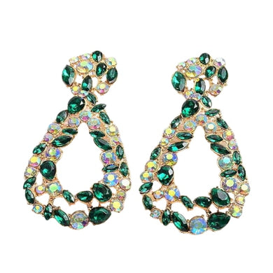 Image shows green Josesphine Teardrop Earrings on a white background.