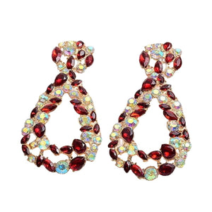 Image shows red Josesphine Teardrop Earrings on a white background.