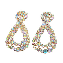 Load image into Gallery viewer, Image shows silver rainbow Josesphine Teardrop Earrings on a white background.
