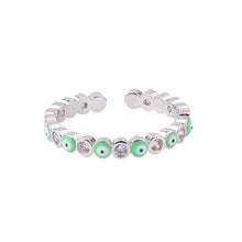 Load image into Gallery viewer, Image shows Light Green silver-tone ring.
