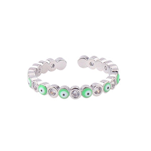Image shows Light Green silver-tone ring.