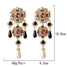 Load image into Gallery viewer, Image shows dimensions of Lydia Statement Earrings.
