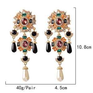 Image shows dimensions of Lydia Statement Earrings.