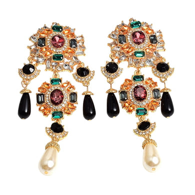 Image shows Lydia Statement Earrings against a white background.