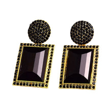 Load image into Gallery viewer, Image shows black Margot Statement Earrings on a white background.
