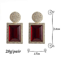 Load image into Gallery viewer, Image shows dimensions of Margot Statement Earrings.

