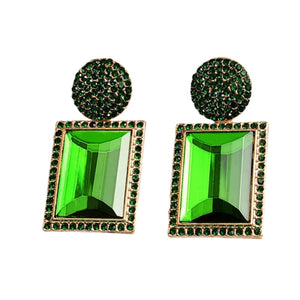 Image shows green Margot Statement Earrings on a white background.