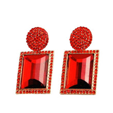 Load image into Gallery viewer, Image shows red Margot Statement Earrings on a white background.
