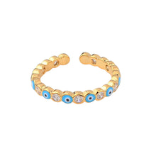 Load image into Gallery viewer, Image shows Pale Blue and White gold-tone ring.
