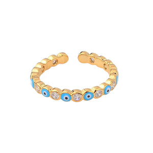 Image shows Pale Blue and White gold-tone ring.