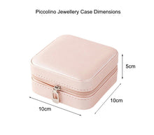 Load image into Gallery viewer, Image shows Piccolino Jewellery Case dimensions.
