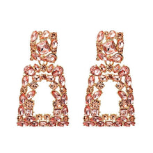 Load image into Gallery viewer, Image shows Pink Sparkle Jenny Drop Earrings product photo on white background.
