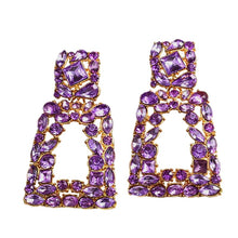 Load image into Gallery viewer, Image shows Purple Sparkle Jenny Drop Earrings product photo on white background.
