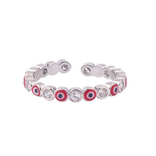 Load image into Gallery viewer, Image shows Red silver-tone ring.
