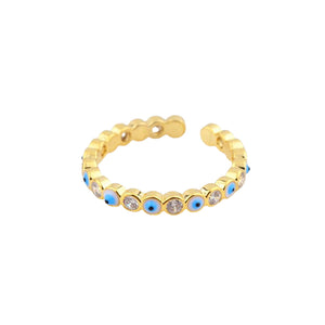 Image shows Sky Blue gold-tone ring.
